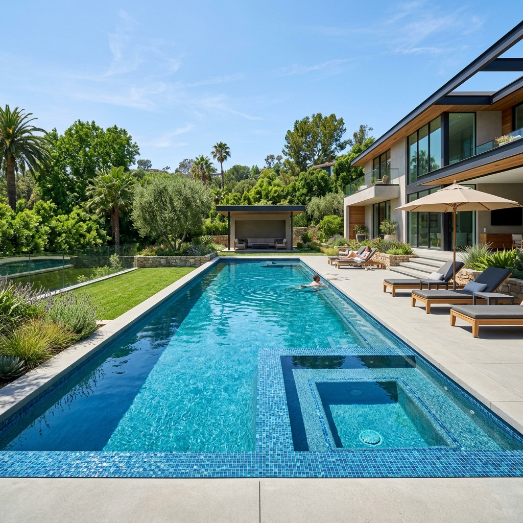 בריכת בטון עם פסיפס